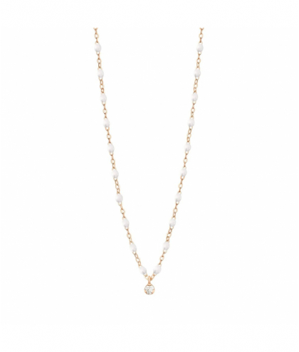 Collier blanc Gigi Suprême, or rose, 1 diamant, 42 cm