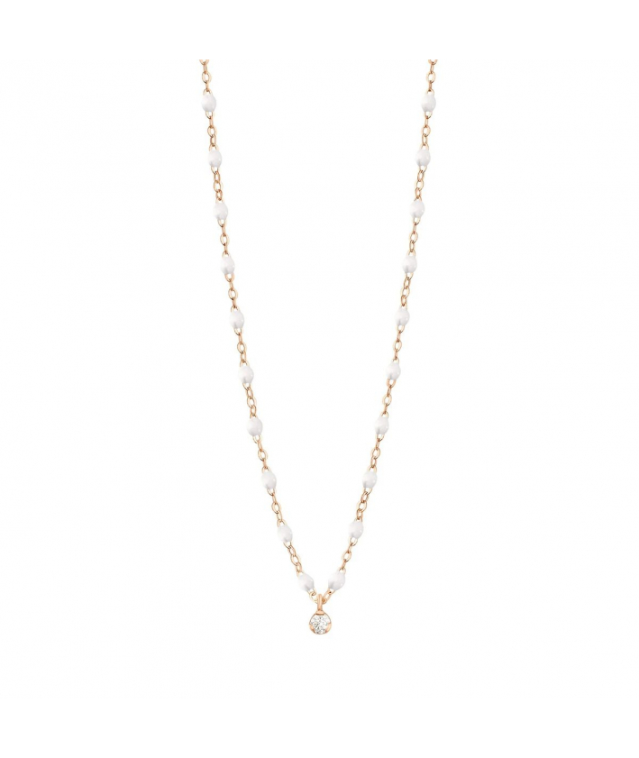 Collier blanc Gigi Suprême, or rose, 1 diamant, 42 cm