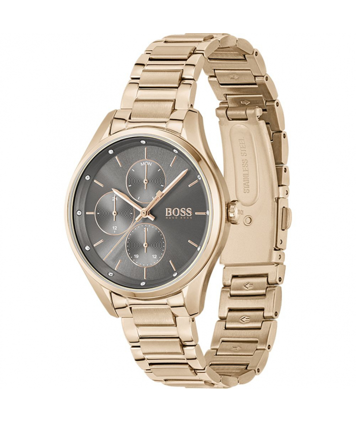 Boss montre femme Grand Course cadran gris t bracelet rode gold