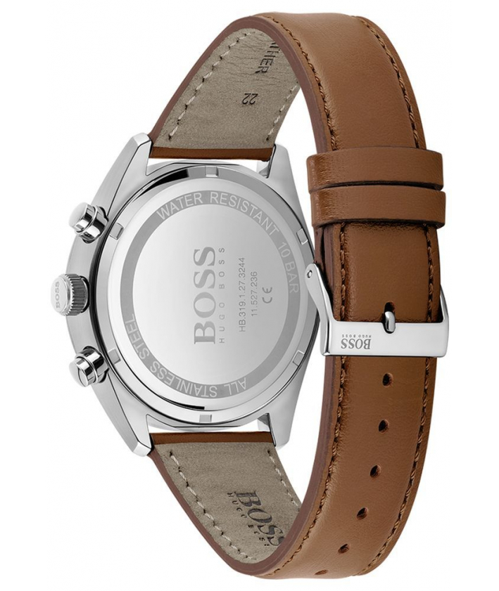 Boss Montre Homme Champion cadran blanc et cuir marron