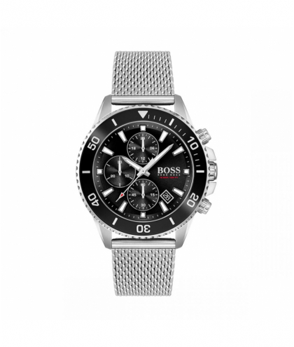 Boss Montre homme Admiral cadran noir bracelet acier