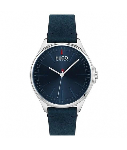 Hugo Montre homme Smash bleu cuir