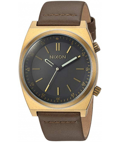 Nixon Brigade 40mm Black Dial Gold Brown Leather