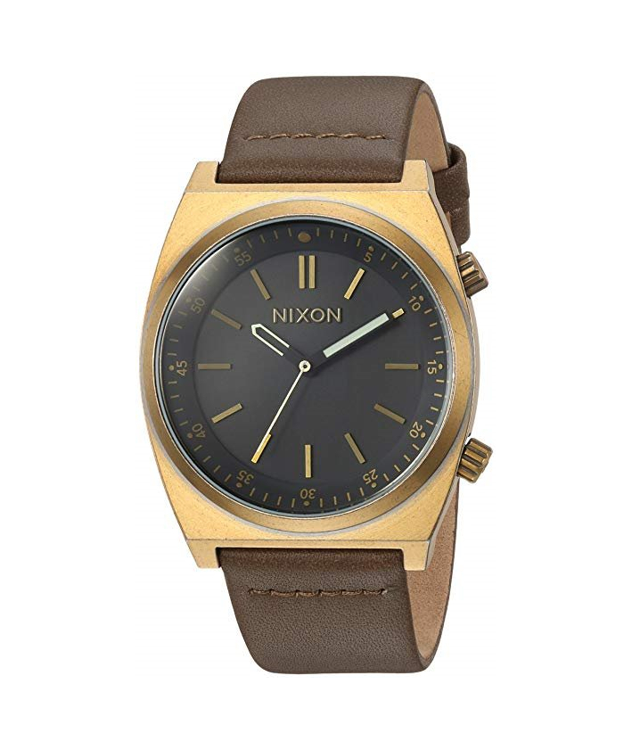 Nixon Brigade 40mm Black Dial Gold Brown Leather