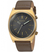 Nixon Brigade 40mm Black Dial Gold Brown Leather