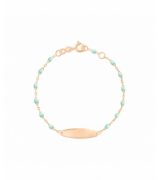 Gigi Clozeau Bracelet jade Little Gigi, plaque ovale, or rose, 13 cm