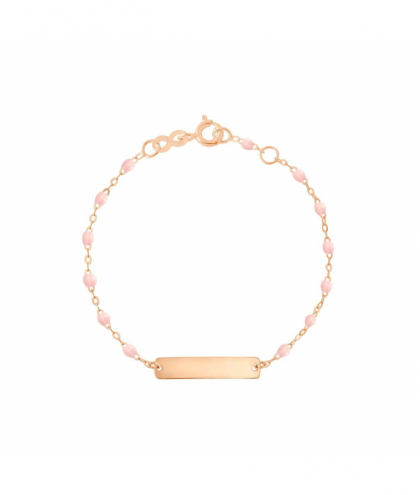 Gigi Clozeau Bracelet rose bébé Little Gigi, plaque rectangle, or rose, 13 cm