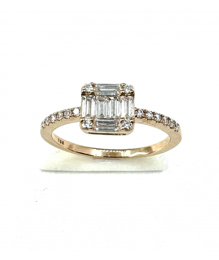 Collection Gem Bague Solitaire Diamant Or Rose