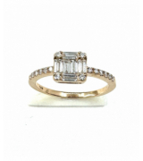 Collection Gem Bague Solitaire Diamant Or Rose