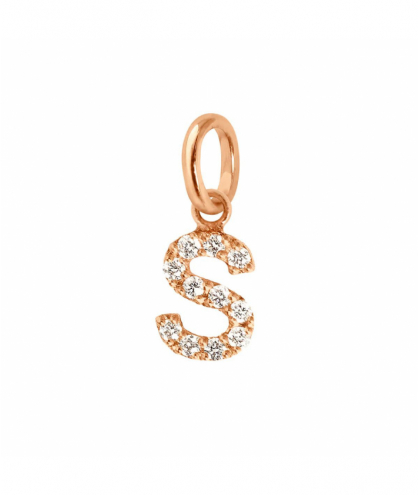 Gigi Clozeau - Pendentif Lucky Letter S, or rose, diamants