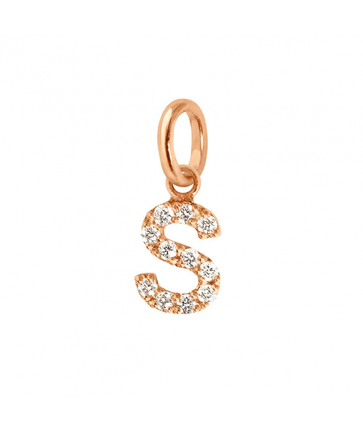 Gigi Clozeau - Pendentif Lucky Letter S, or rose, diamants