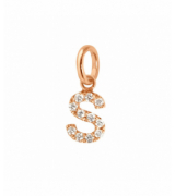 Gigi Clozeau - Pendentif Lucky Letter S, or rose, diamants