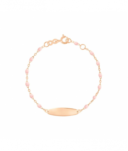 Gigi Clozeau - Bracelet rose bébé Little Gigi, plaque ovale, or rose, 15 cm