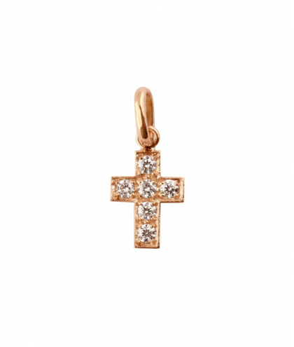 Gigi Clozeau -  Pendentif Croix diamants, or rose